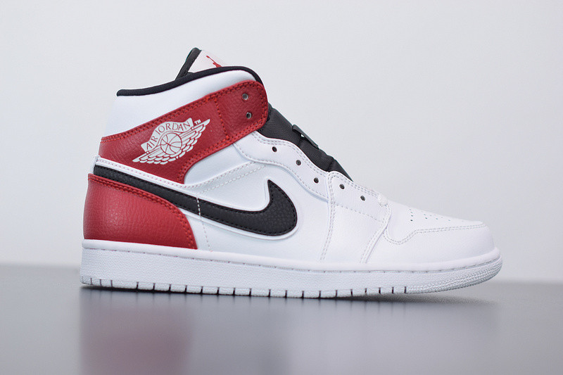 AIR JORDAN 1 MID WHITE BLACK GYM RED 554724-116