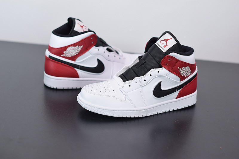 AIR JORDAN 1 MID WHITE BLACK GYM RED 554724-116