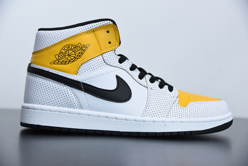 AIR JORDAN 1 MID ''PERFORATED - WHITE UNIVERSITY GOLD'' BQ6472-107