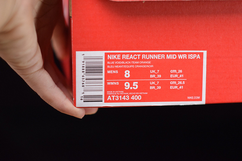NIKE REACT RUNNERr MID WR ISPA BLUE VOID TEAM ORANGE AT3143-400