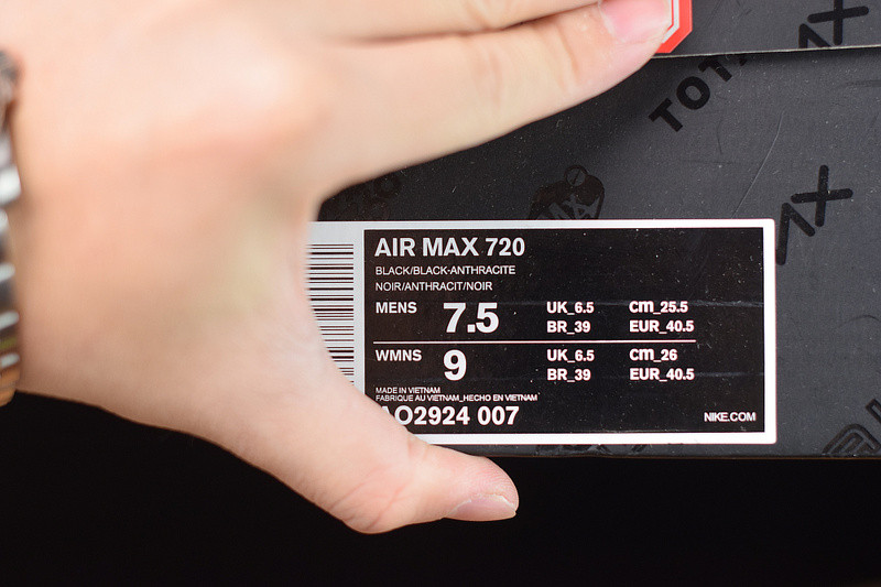 NIKE AIR MAX 720 BLACK MESH AO2924-007